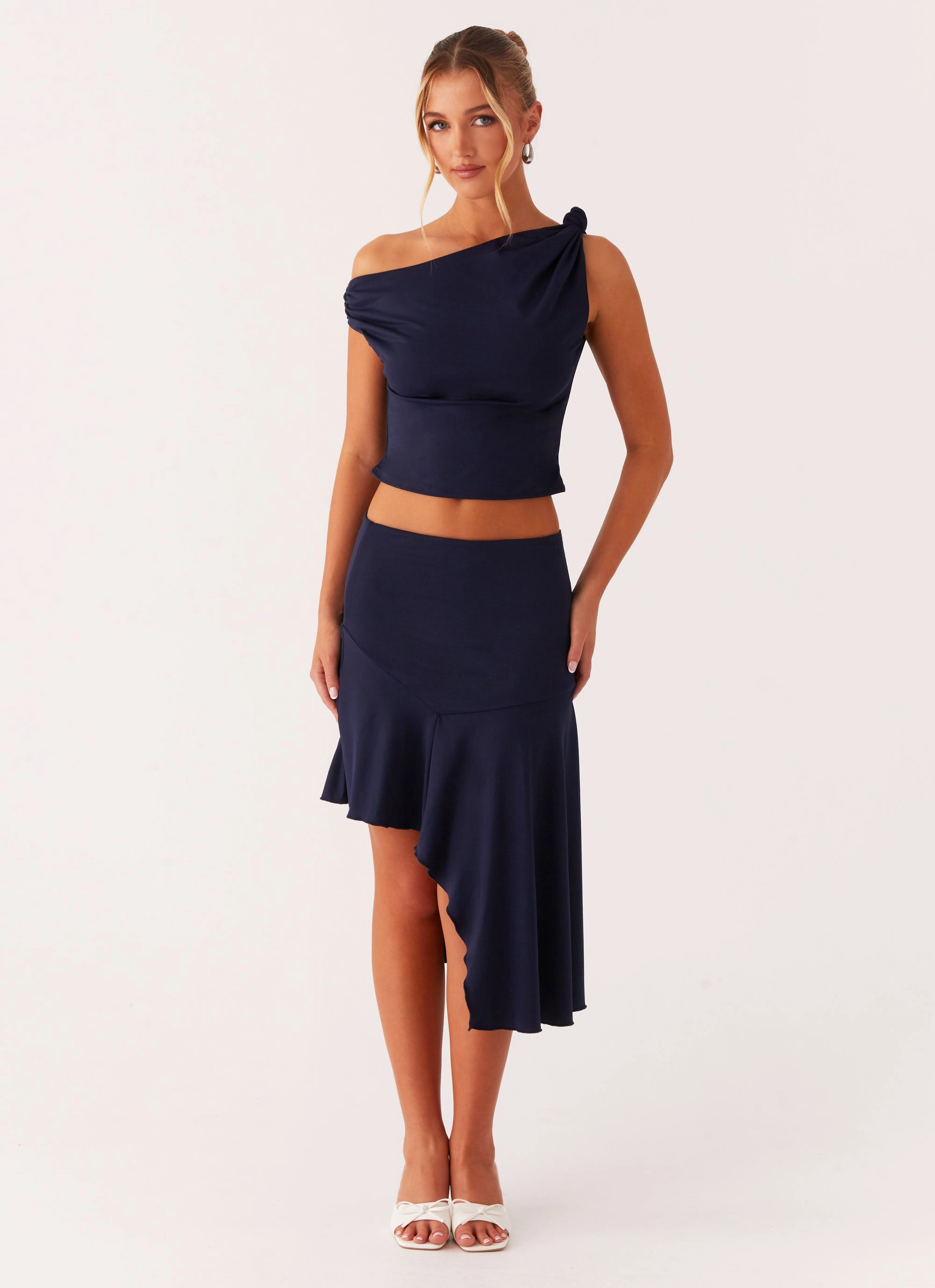 Neat Fit Viola Midi Skirt - Navy