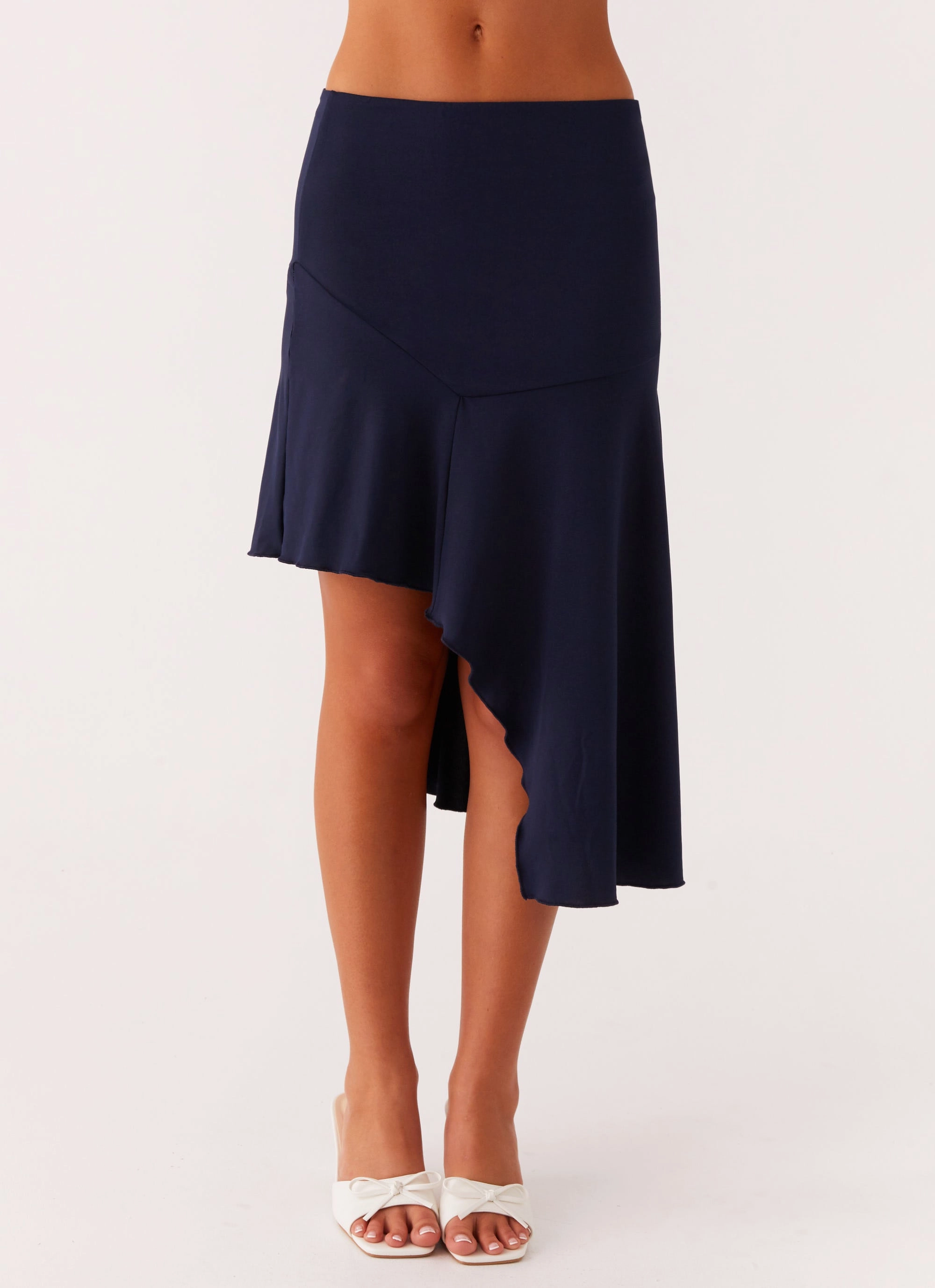 Breezy Flow Signature Line Viola Midi Skirt - Navy
