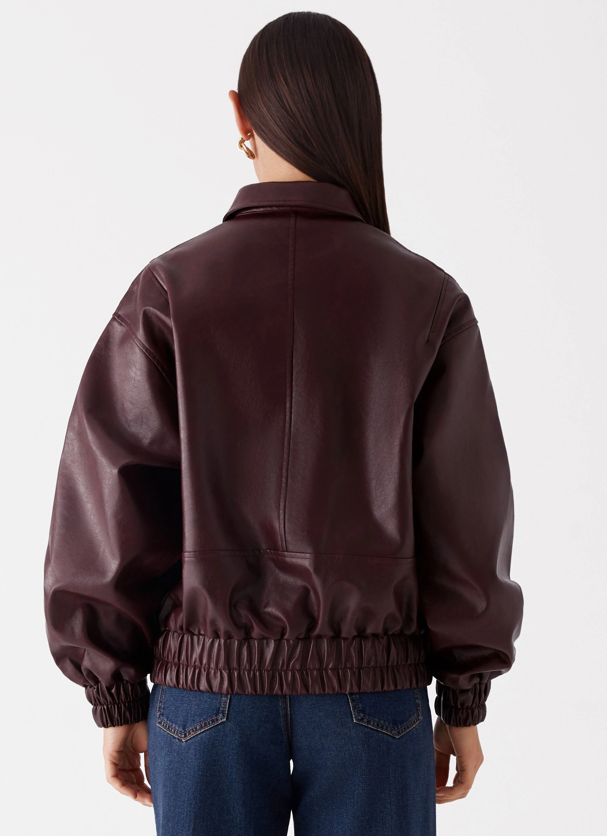 Reinforced Zippers Moisture Wicking Inner Holland Bomber Jacket - Wine