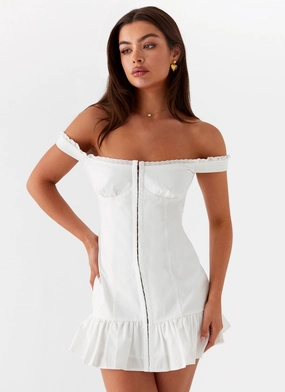 Loose Flow Odessa Frill Mini Dress - White