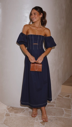 Claira Midi Dress - Navy perfect for events