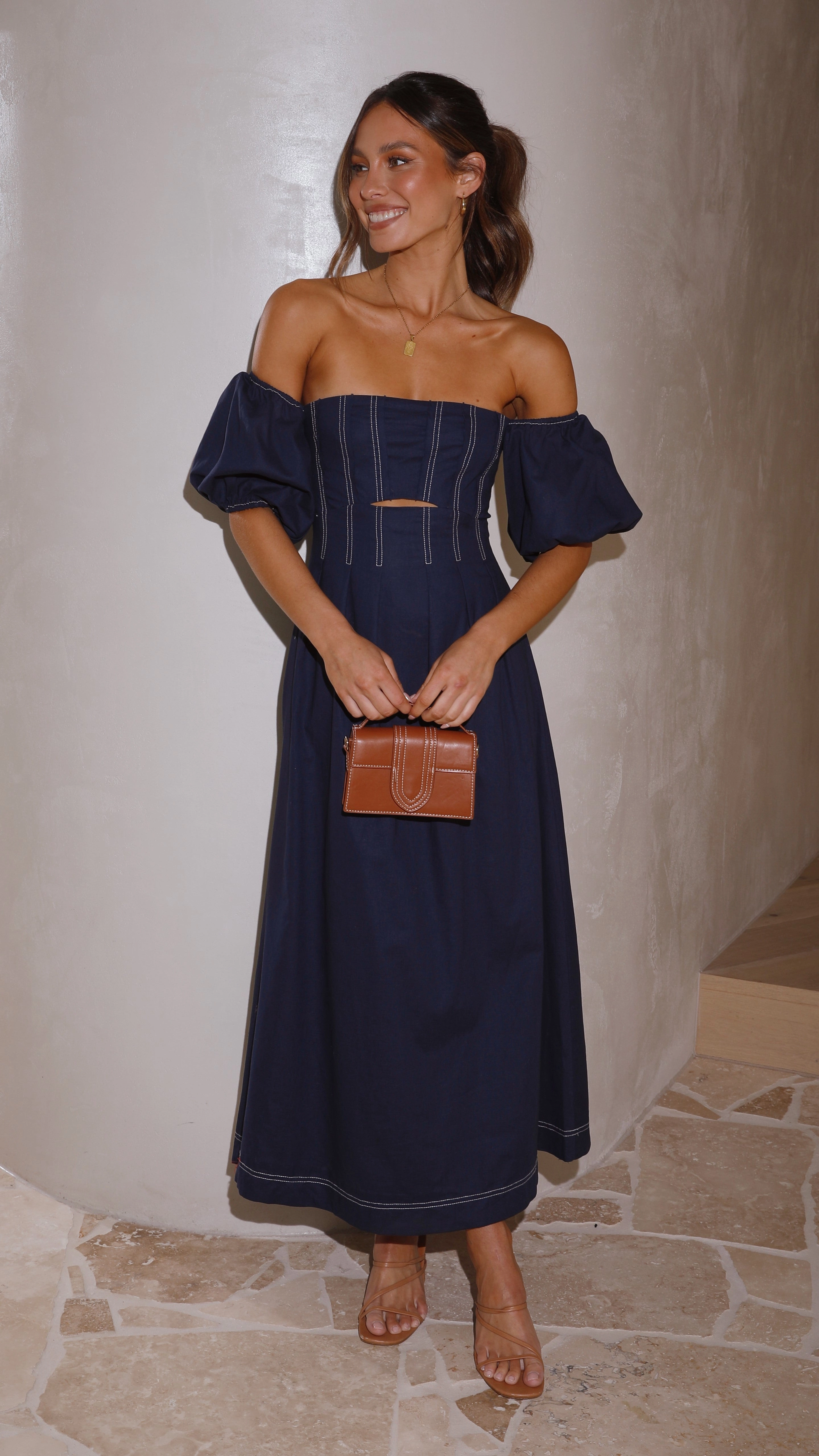 Claira Midi Dress - Navy perfect for events
