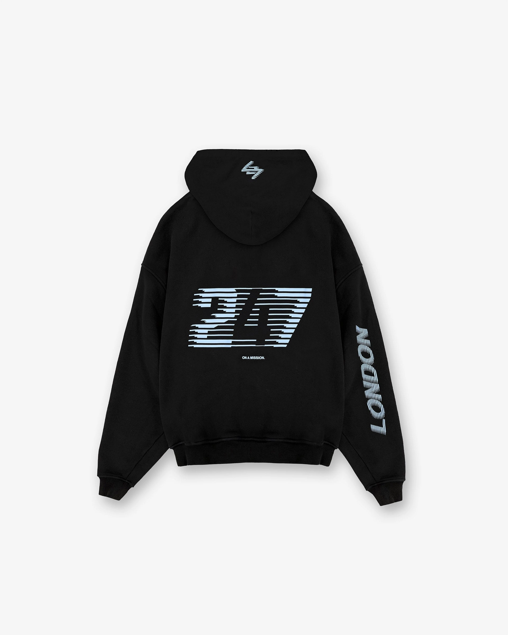 Triple Stitch Seams 247?London Hoodie - Black