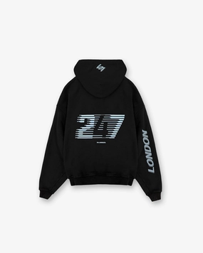 Triple Stitch Seams 247?London Hoodie - Black