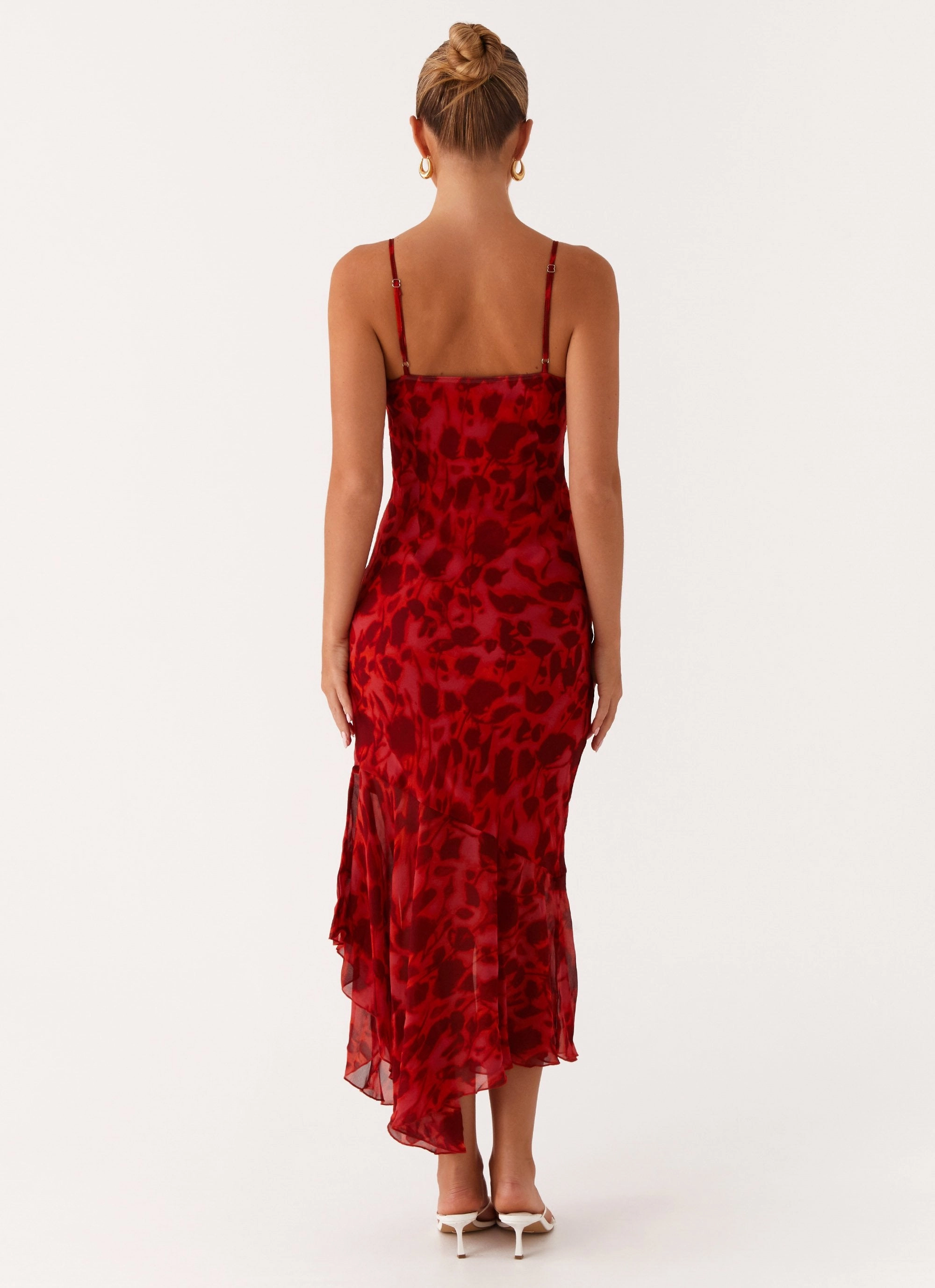 Sally Midi Dress - Deep Red Floral Special-Edition Summer Soft
