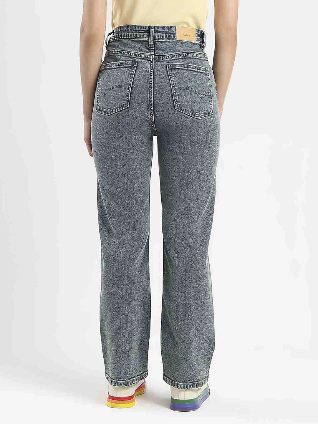 Vintage Wash Madame Mid-Wash Tinted Blue Cotton Blend Denim Jeans