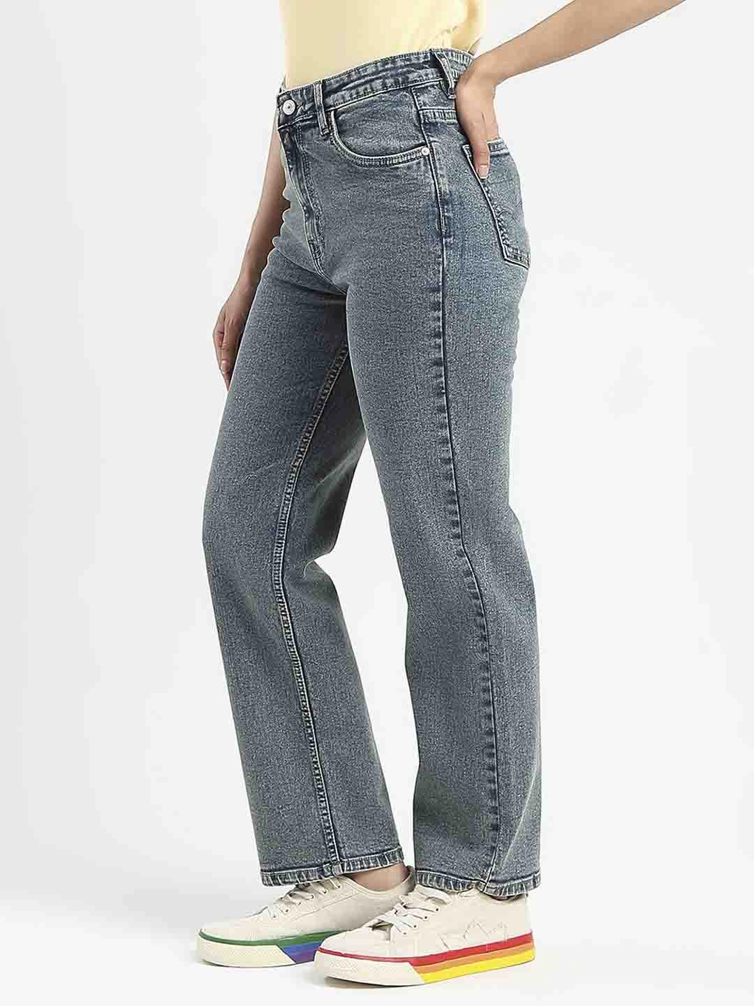 Madame Mid-Wash Tinted Blue Cotton Blend Denim Jeans Style Appropriate
