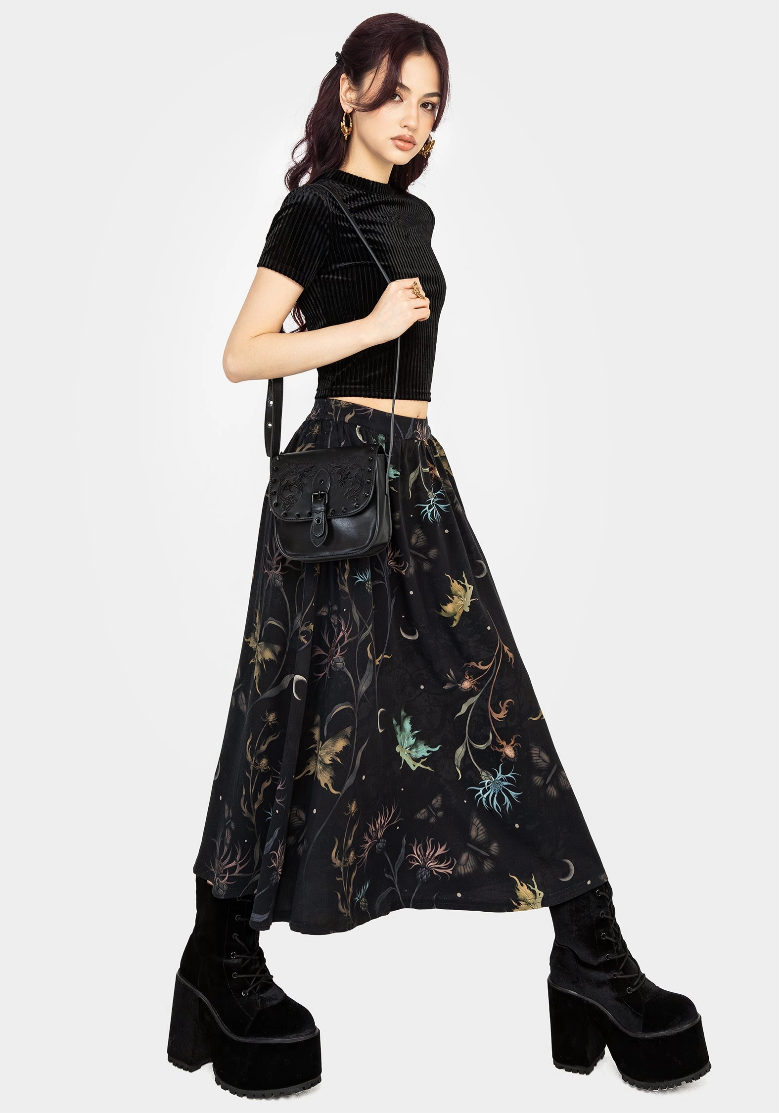 Rosanella Floral Print Midi Skirt Seasonal special
