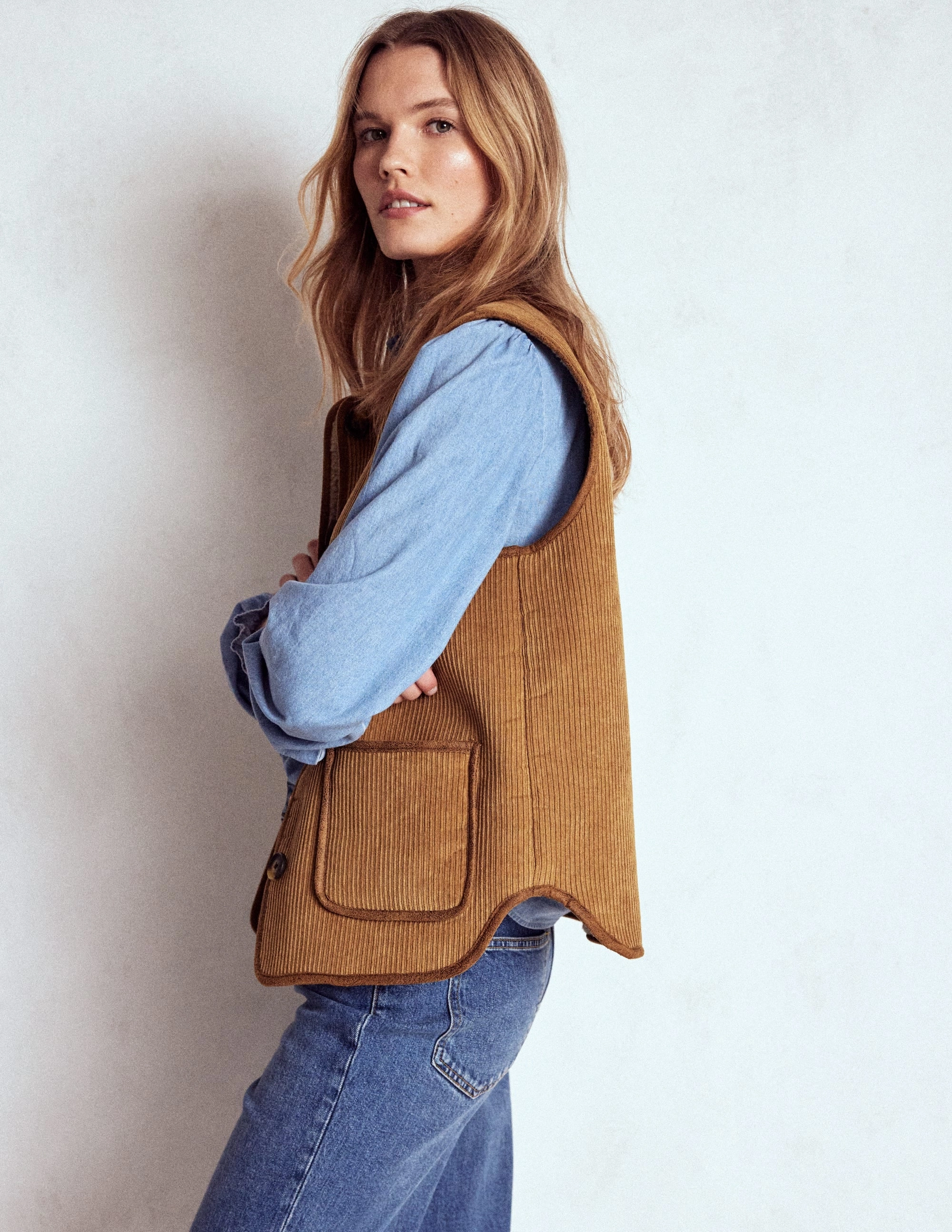 Slim Tailored Aramid Fiber Blend Clerkenwell Reversible Gilet-Hazelnut Brown, Natural