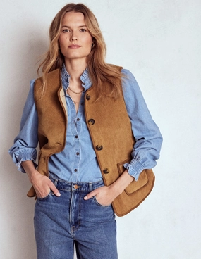 Multi Pocket Layout Anti Slip Shoulder Clerkenwell Reversible Gilet-Hazelnut Brown, Natural