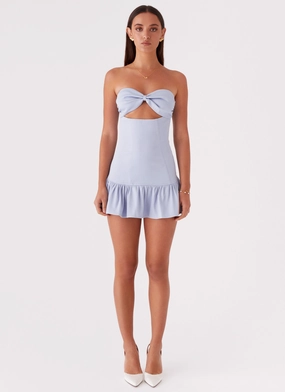Travel-friendly Lightweight Comfort Gigi Frill Mini Dress - Blue