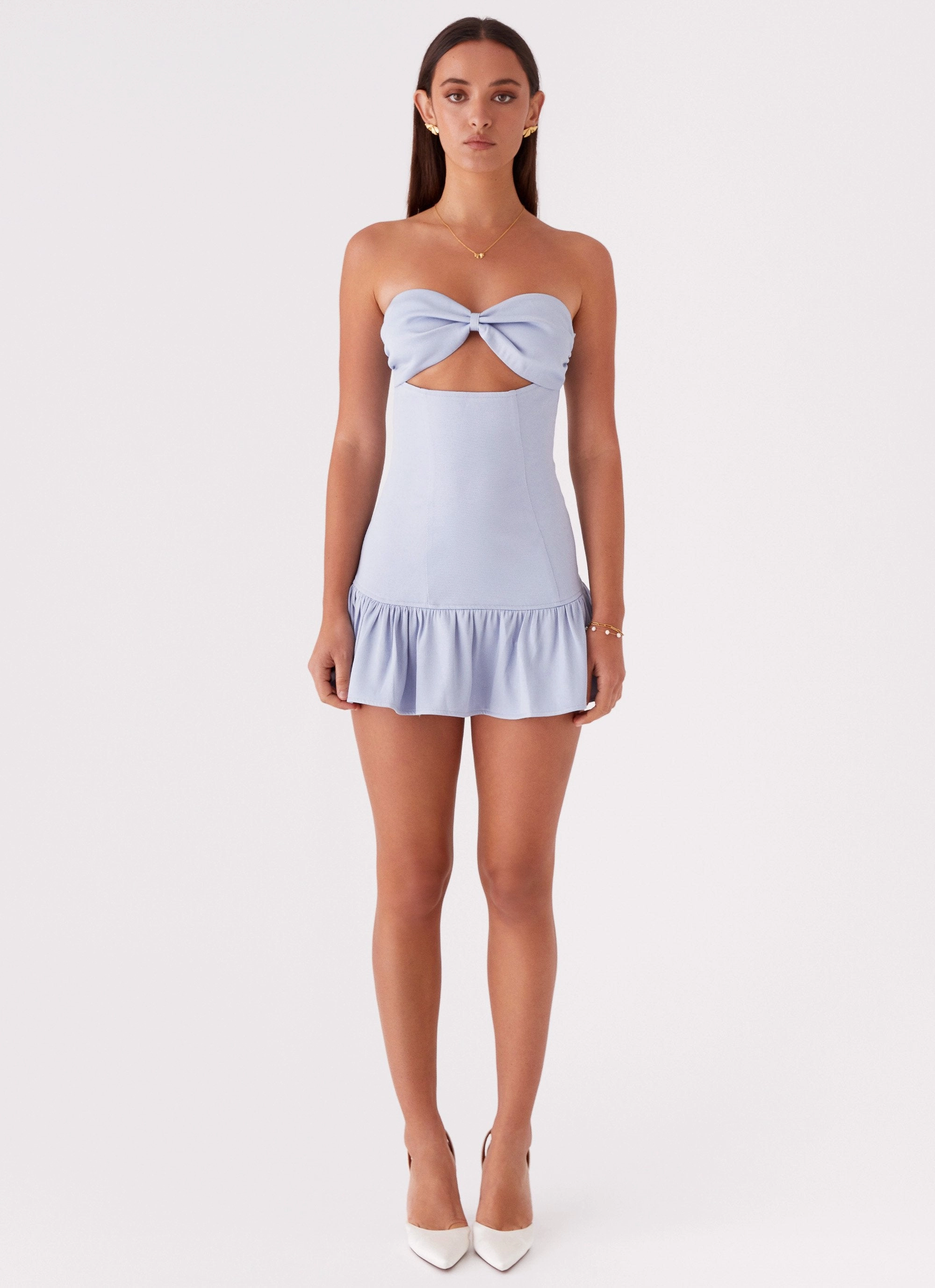 Travel-friendly Lightweight Comfort Gigi Frill Mini Dress - Blue