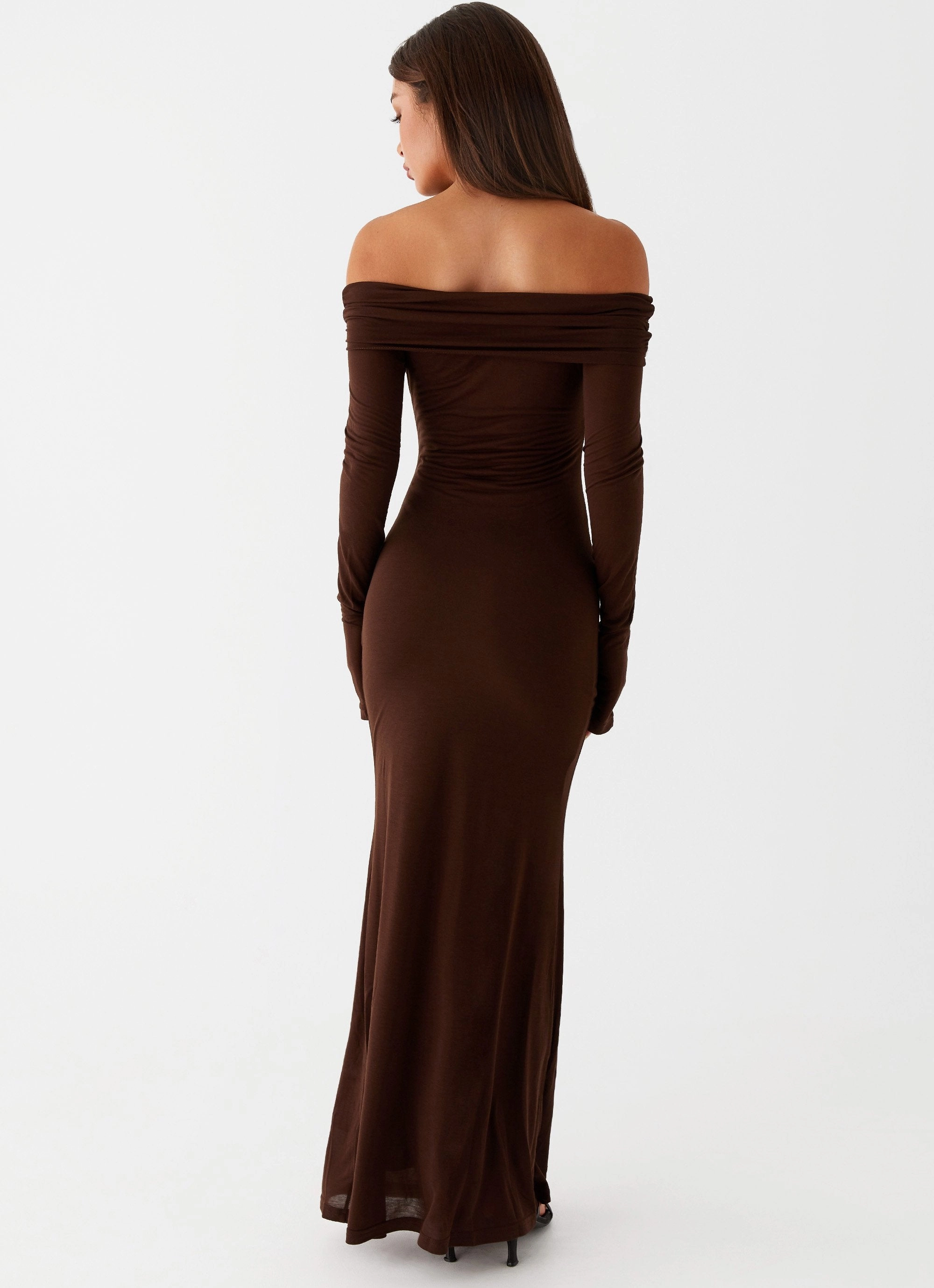 Formal Outfit Cocoa Long Sleeve Maxi Dress - Chocolate