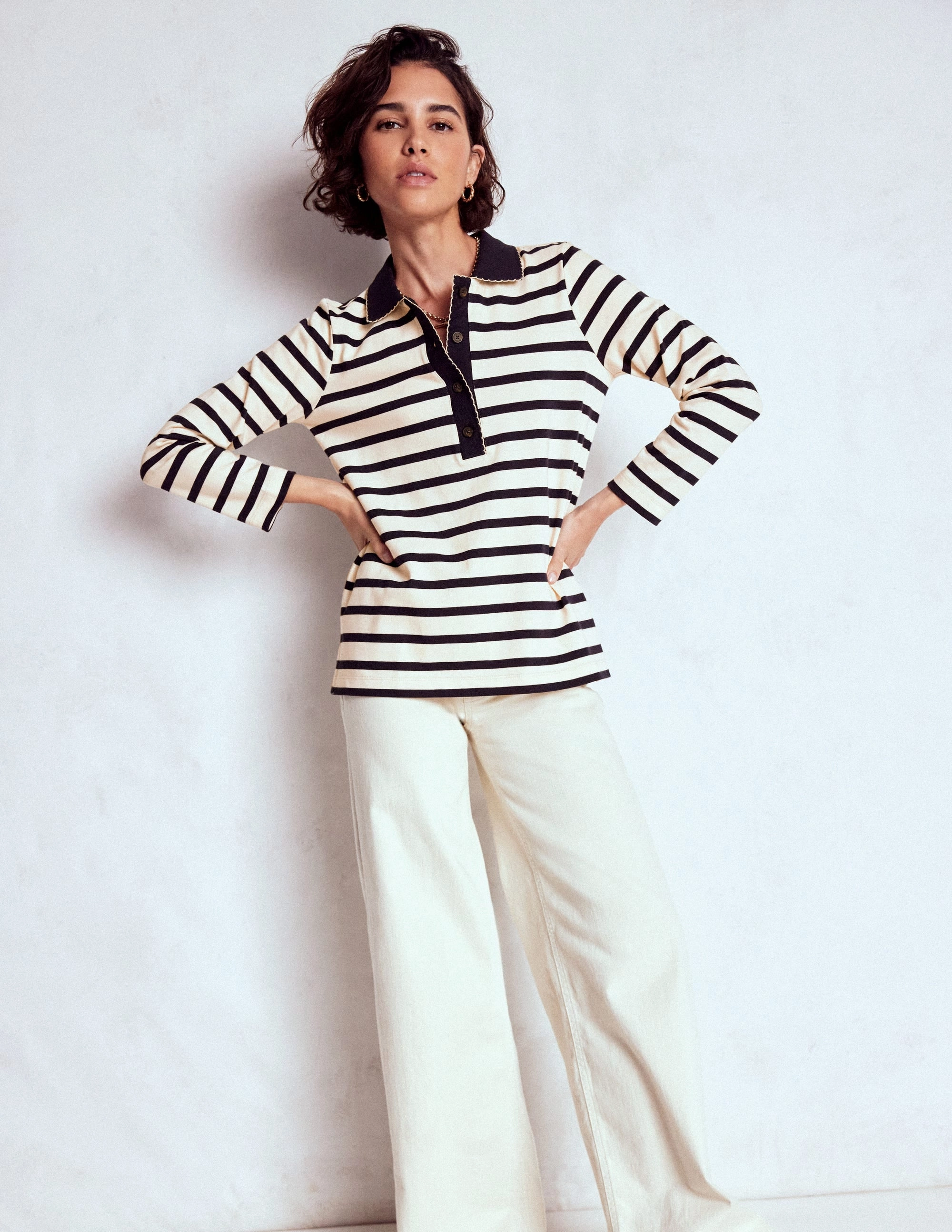 Collared Mariner-Ivory and French Navy Stripe AllDay Comfort Design