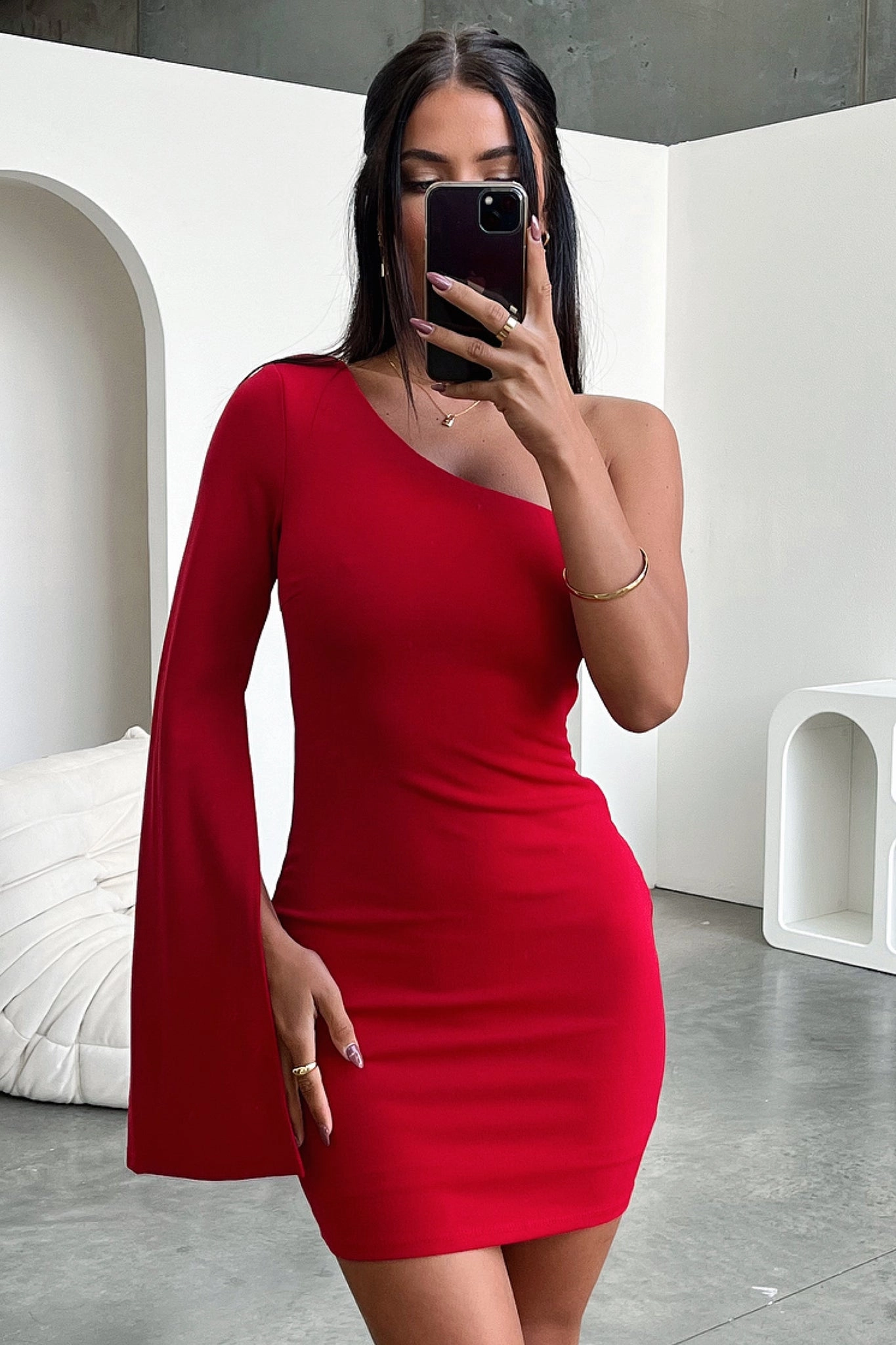 Cologne Dress - Red Front-Slit Fresh Palette