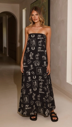 Connie Maxi Dress - Black/Beige Cowgirl Contemporary Vibe