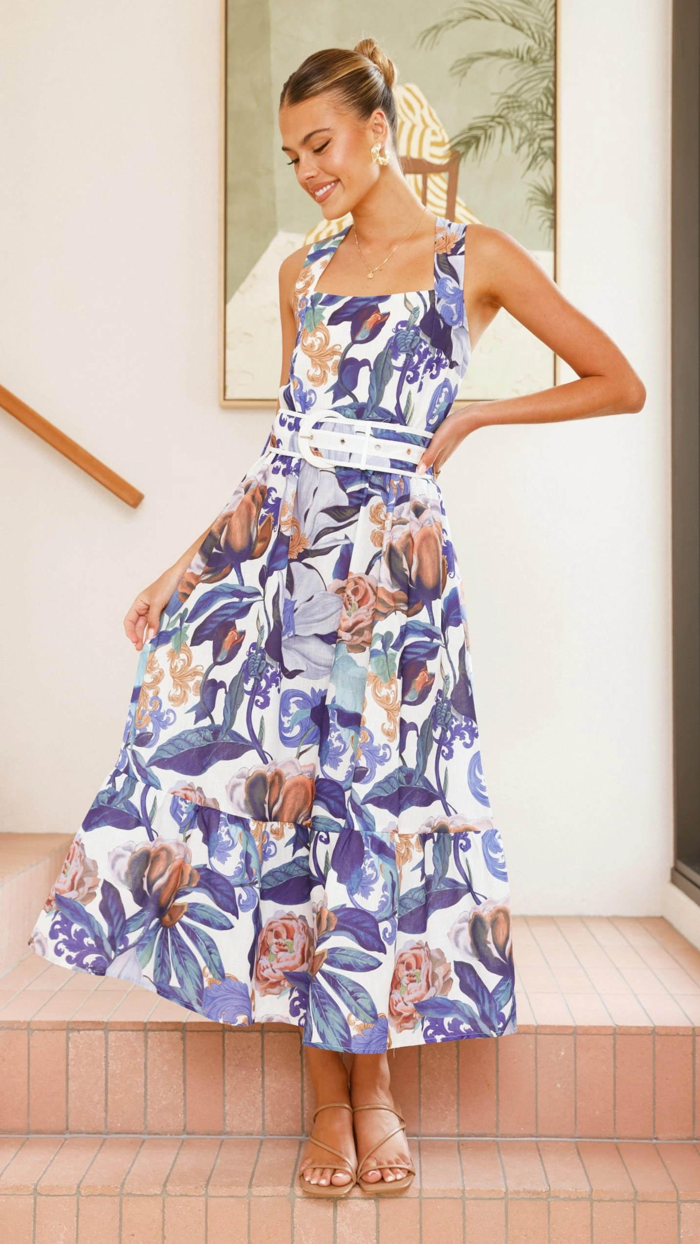 Reba Maxi Dress - Donatella Azure Slit-Hem