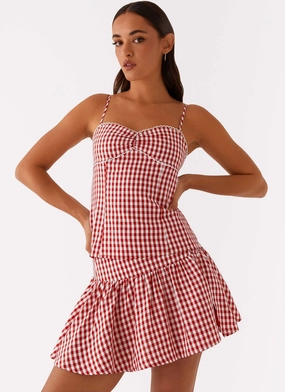 Bellamy Mini Skirt - Red Gingham High Street Fashion