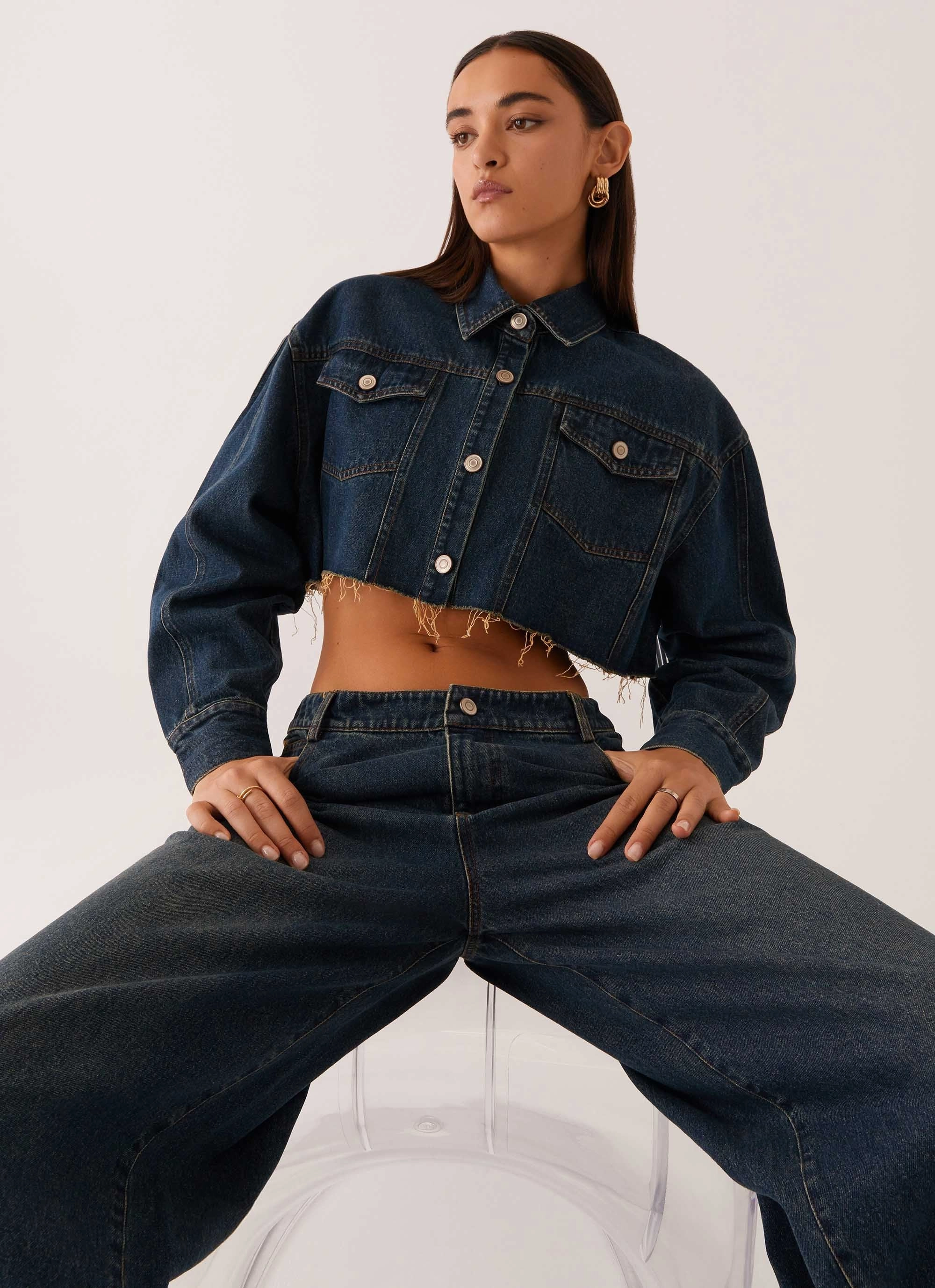 Colorado Cropped Jacket - Blue Ergonomic Articulation Layer Up Style