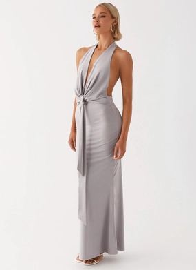 Carmella Maxi Dress - Grey Blue Sky Modest Light