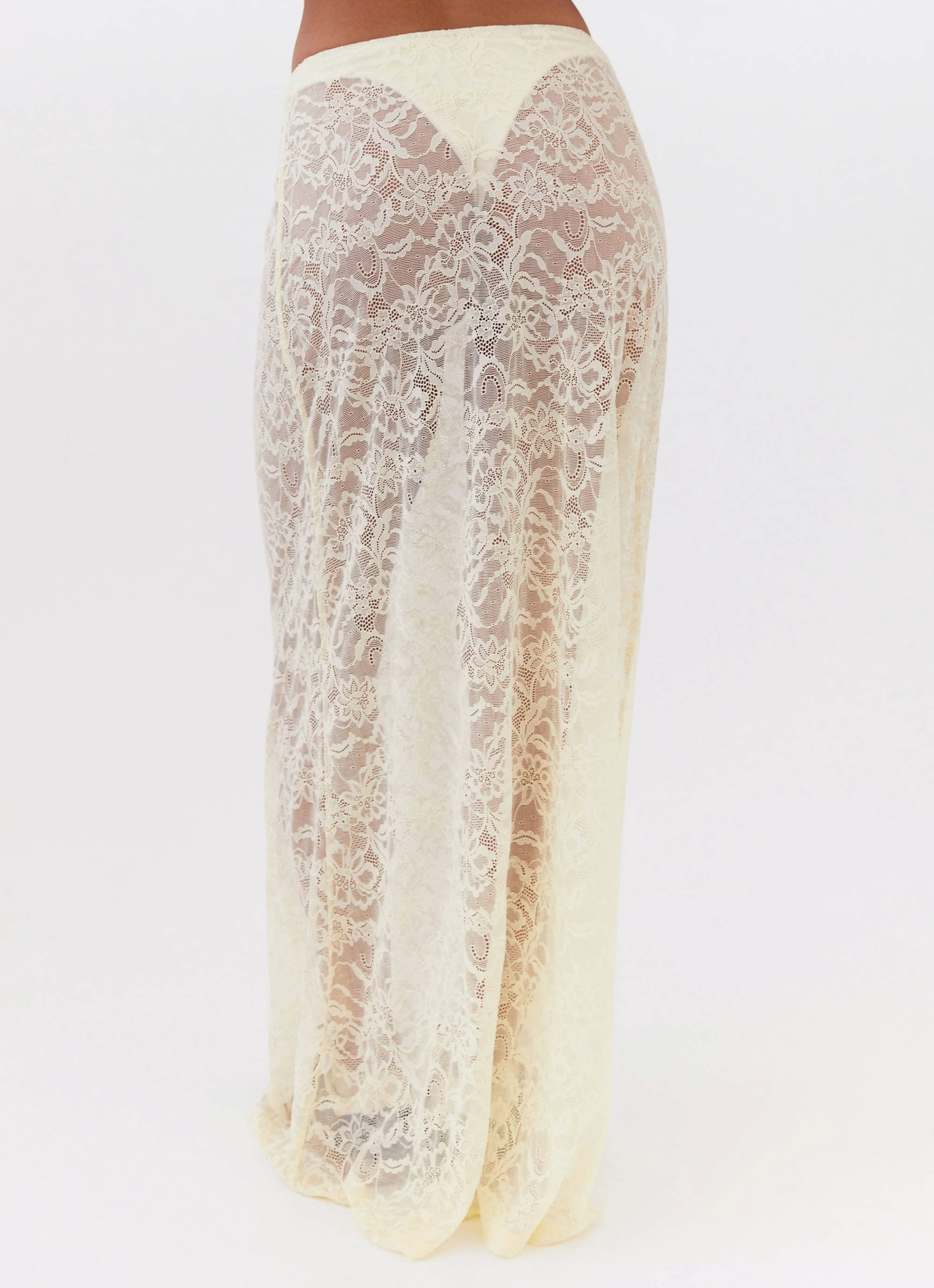 Atoir Lace Maxi Skirt - Yellow Soft Texture