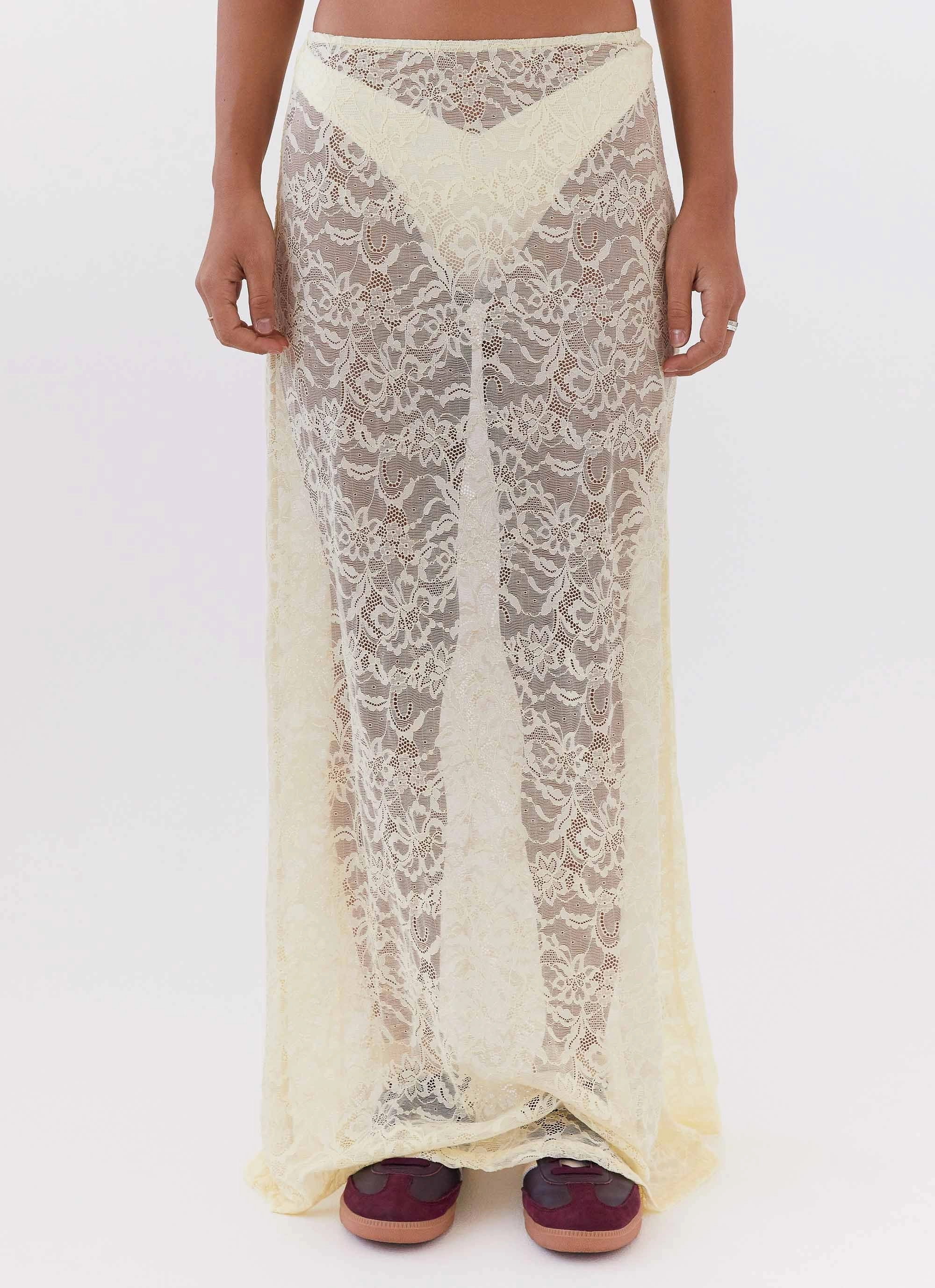 Winter Layering Atoir Lace Maxi Skirt - Yellow