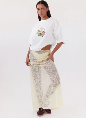 Atoir Lace Maxi Skirt - Yellow Layered Design Reinforced Seams