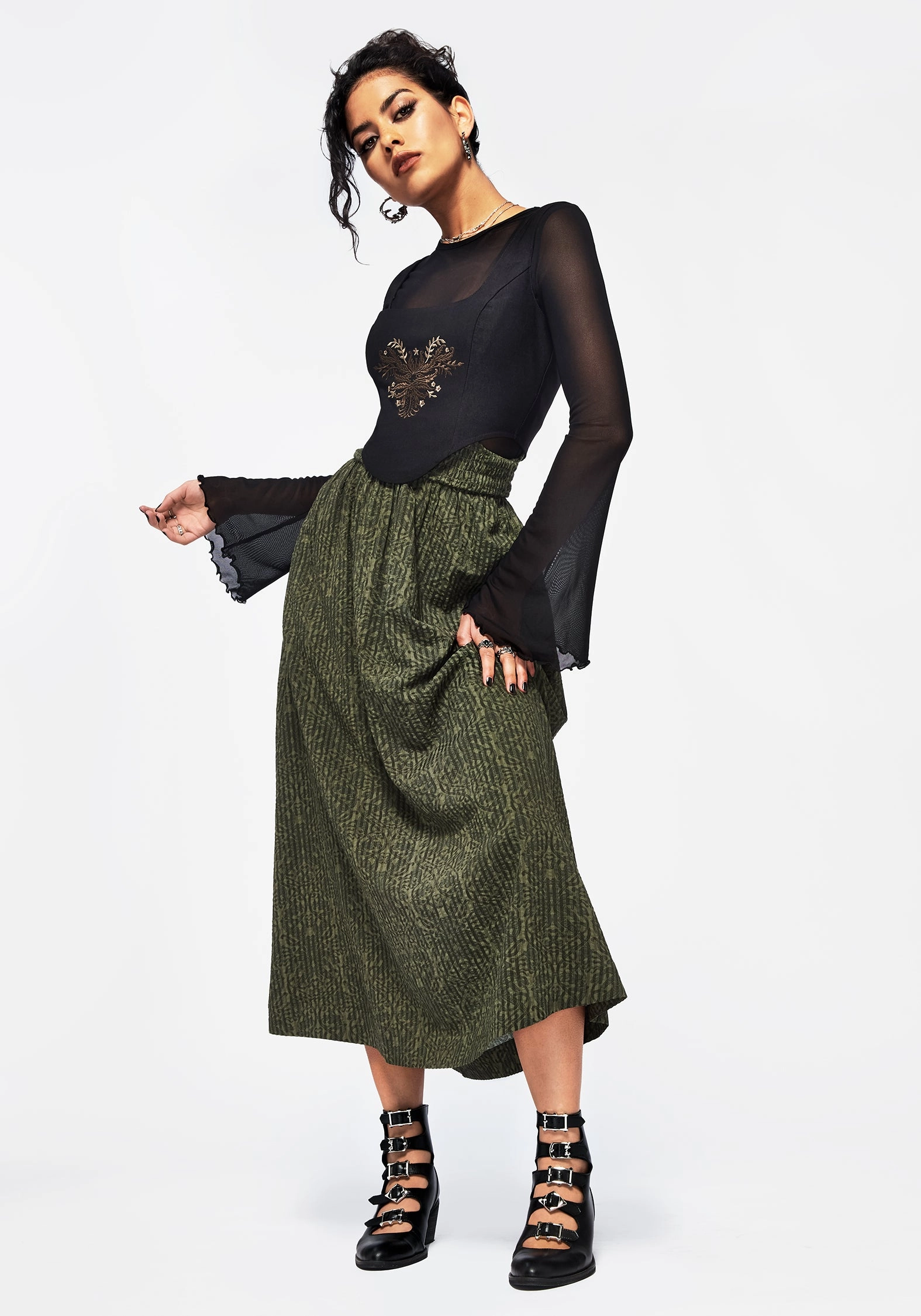 Francesca Dragon Printed Midaxi Skirt Day Wear Sleek Styling
