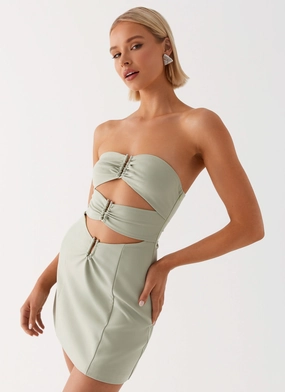 Slit-Hem Roxie Mini Dress - Khaki
