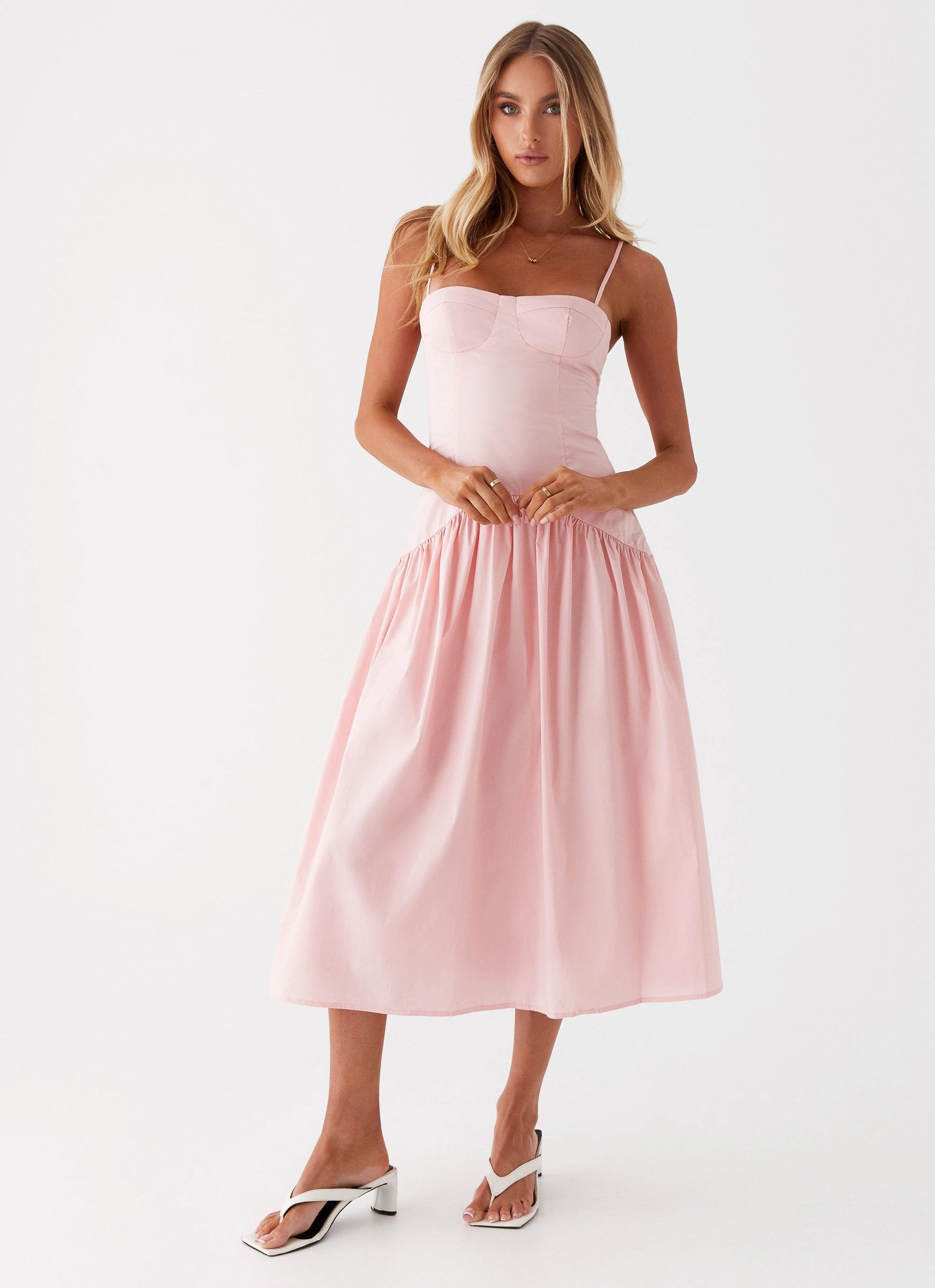 Cool Tone All Look Yvette Corset Midi Dress - Pink
