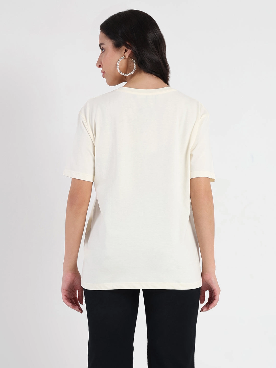 Madame Graphic Flock Print Off-White Sinker T-shirt Fashion-Forward Look