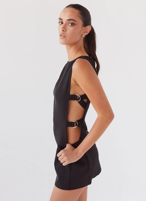 Cherish You Buckle Mini Dress - Shadow Relaxed fit wear Feminine Energy