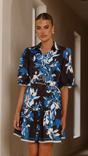 Urban Aesthetic Michelle Mini Dress - Black / Blue