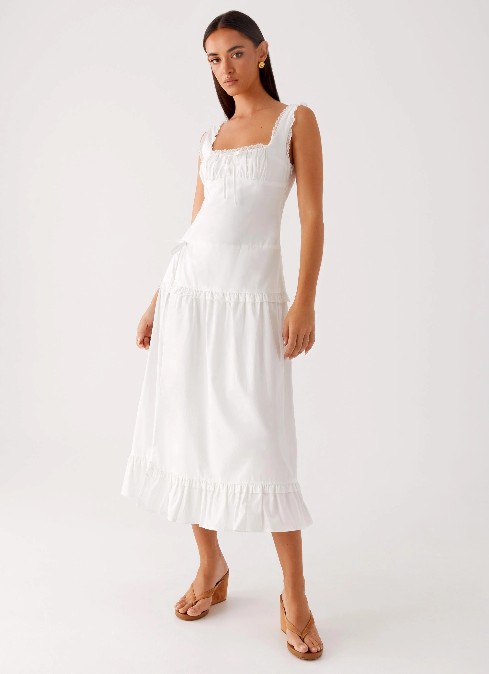 Quinn Midi Dress - White Cotton Touch