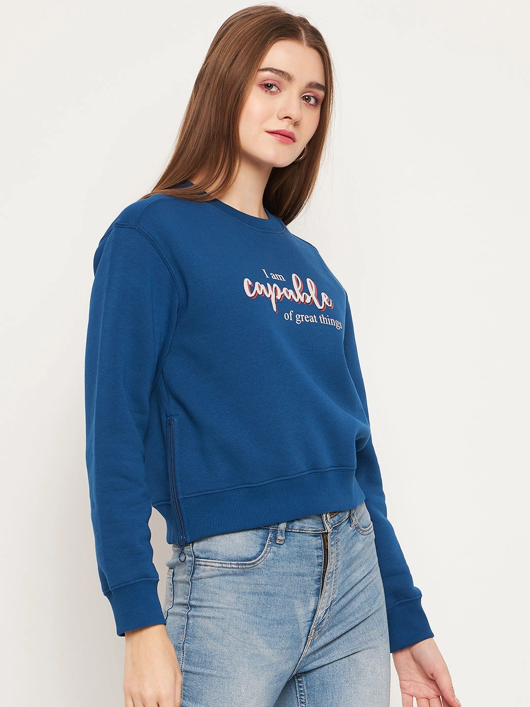 Comfy Apparel Madame Typographic Royal Blue Sweatshirt