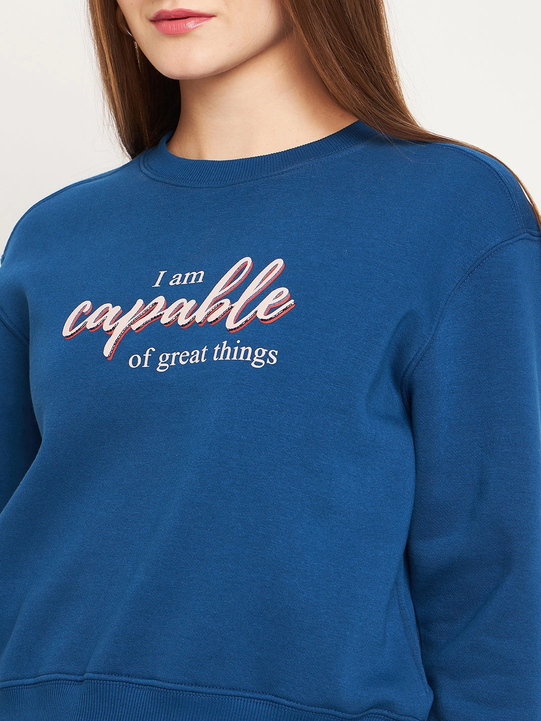 Madame Typographic Royal Blue Sweatshirt good for weekends Antibacterial