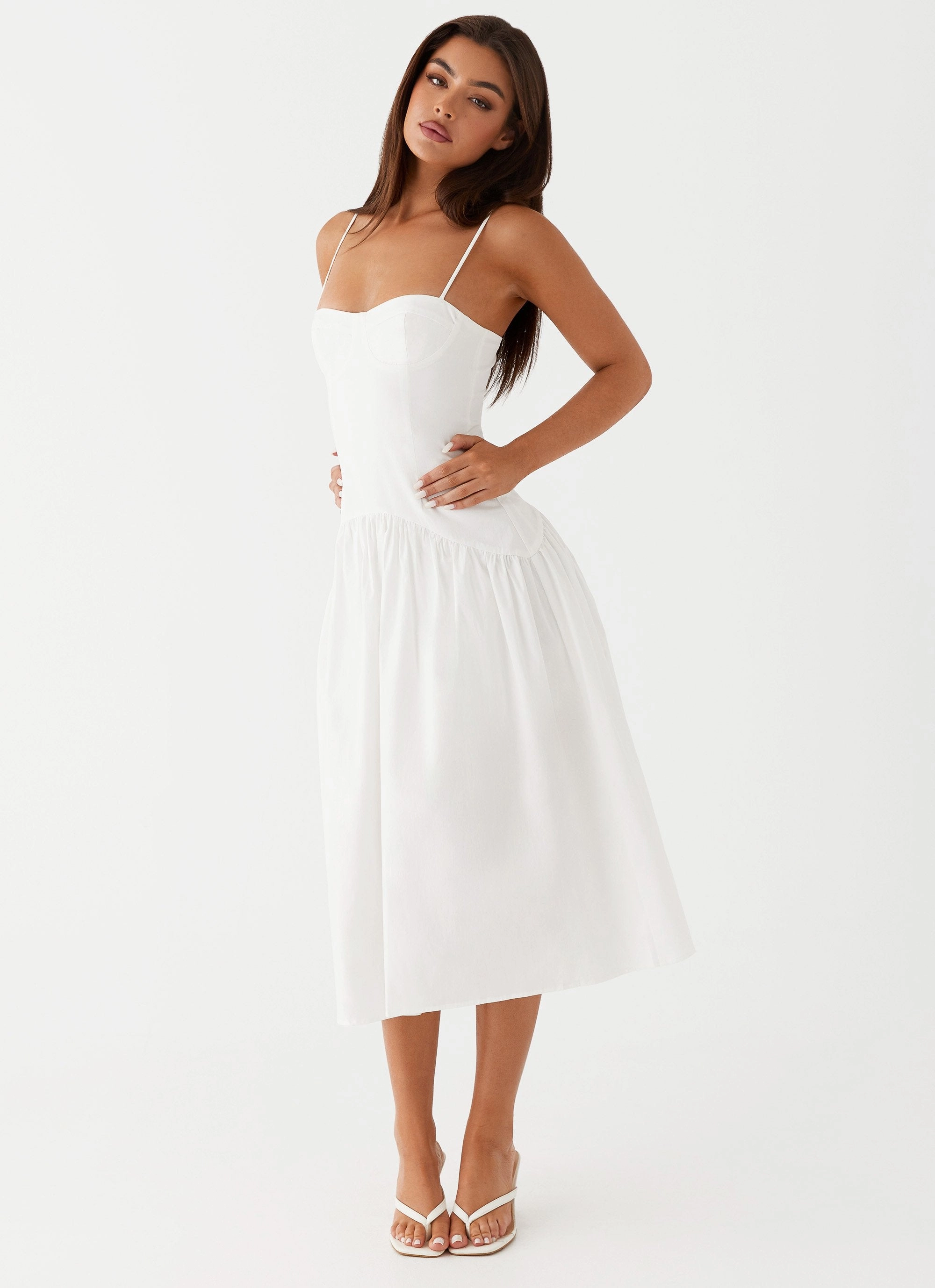Clean Texture Statement Mood Yvette Corset Midi Dress - White