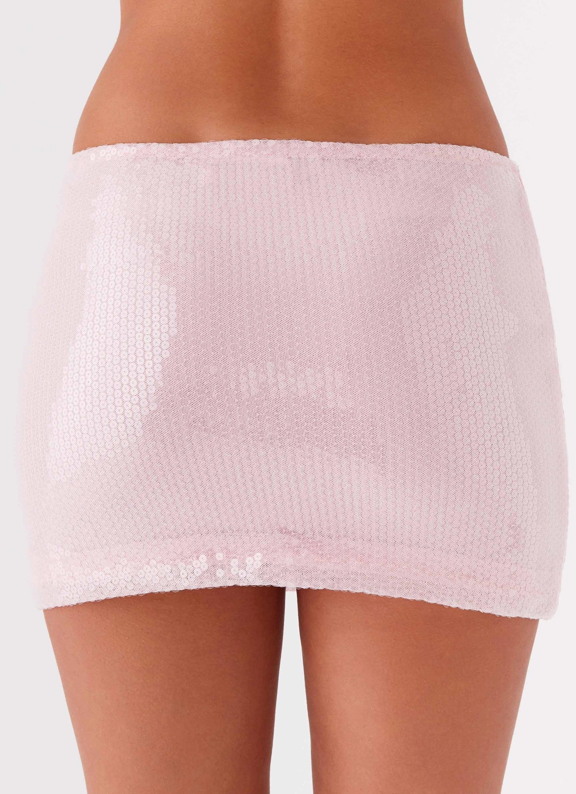 Perfect Fantasy Sequin Mini Skirt - Pink Low Maintenance Fabric Subtle Details