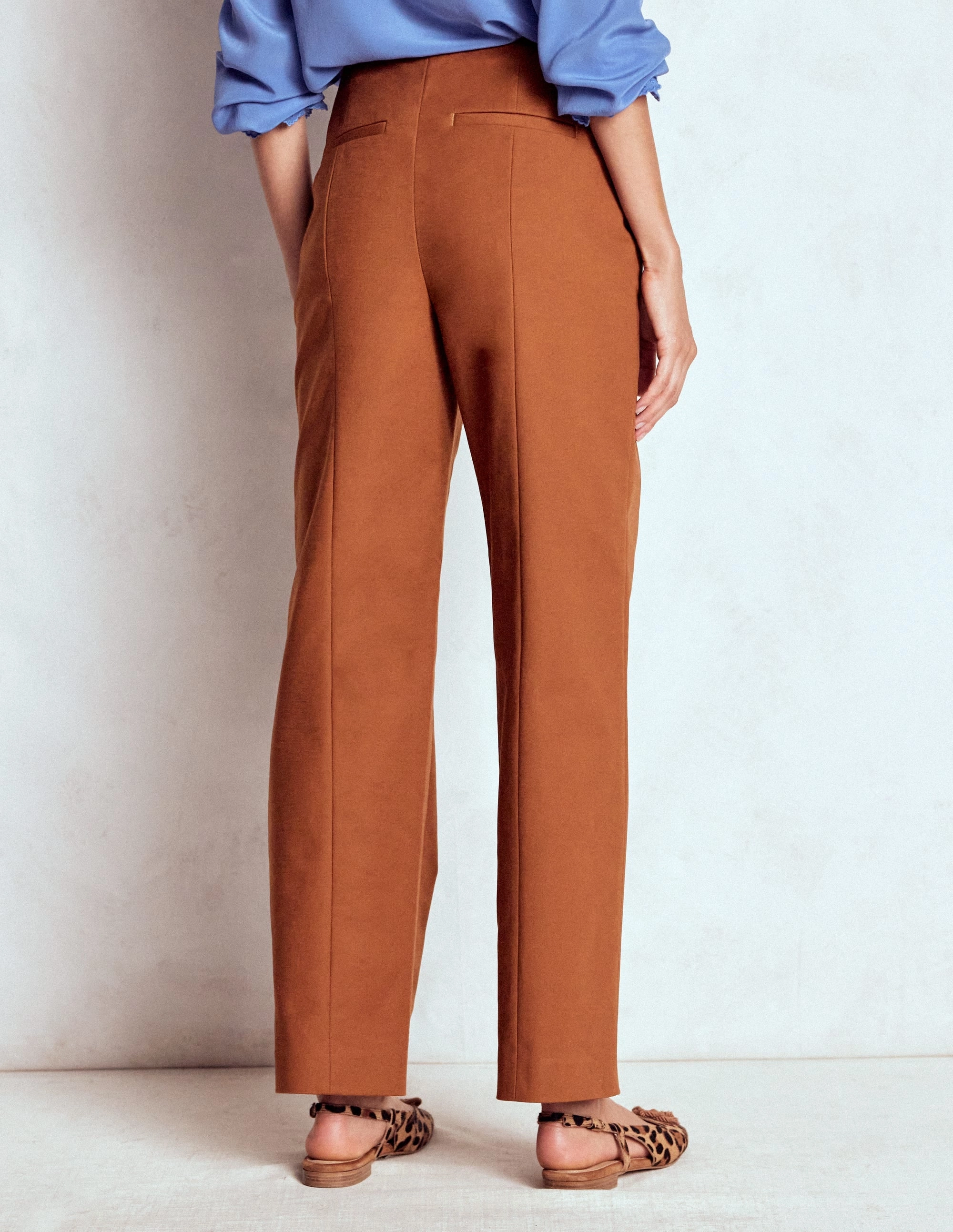 Tight Waist Smart 7/8 Trousers-Russet