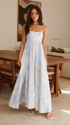 Kaethe Maxi Dress - Blue/Yellow City Ready Autumn-Season