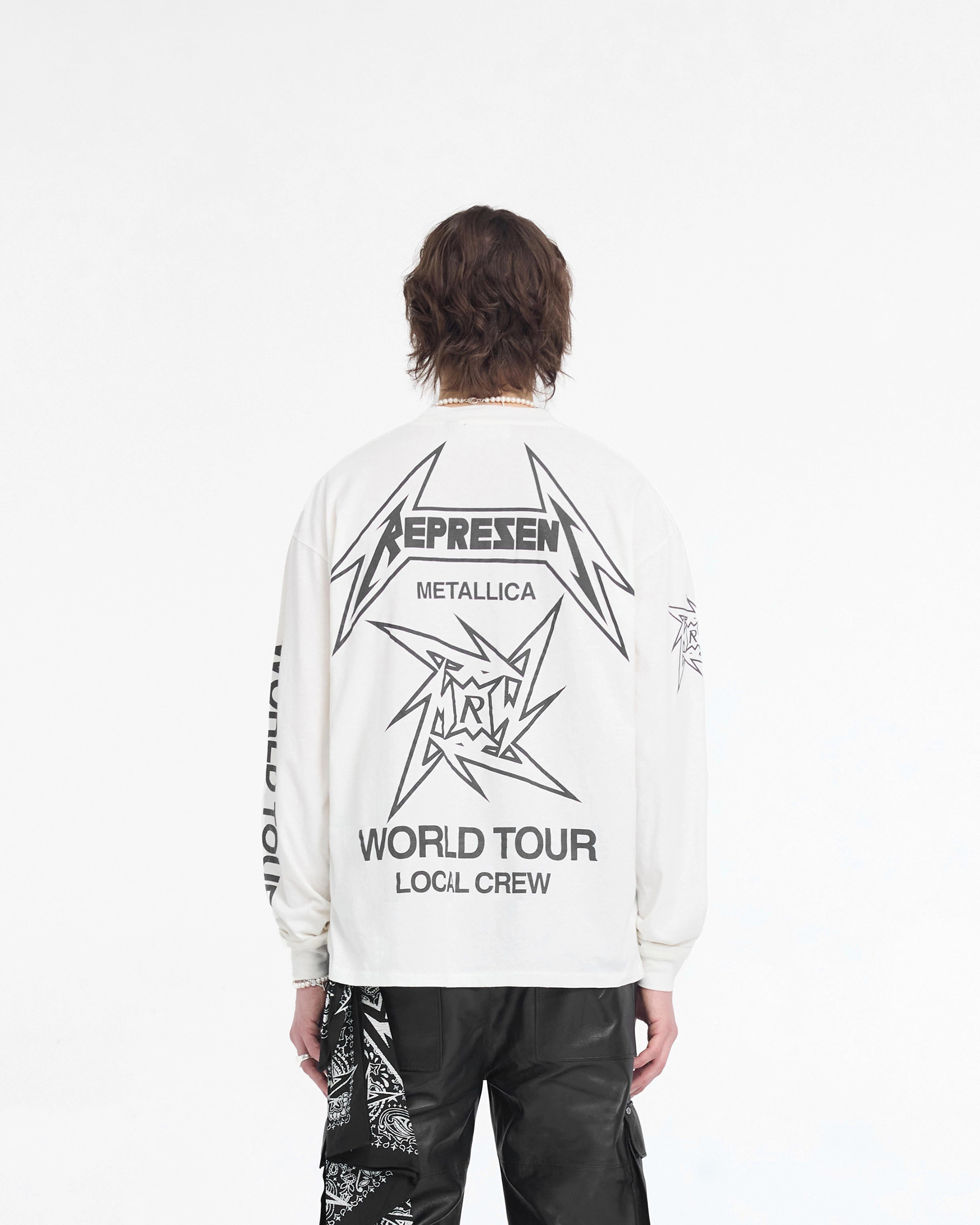 ZeroWaste Production Represent X Metallica Local Crew Long Sleeve T-Shirt - Flat White