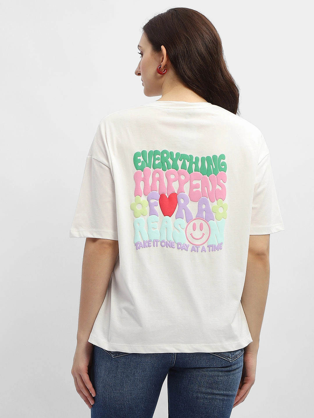 Classic Style Trend Effortless Design Madame Typography White Cotton T-Shirt