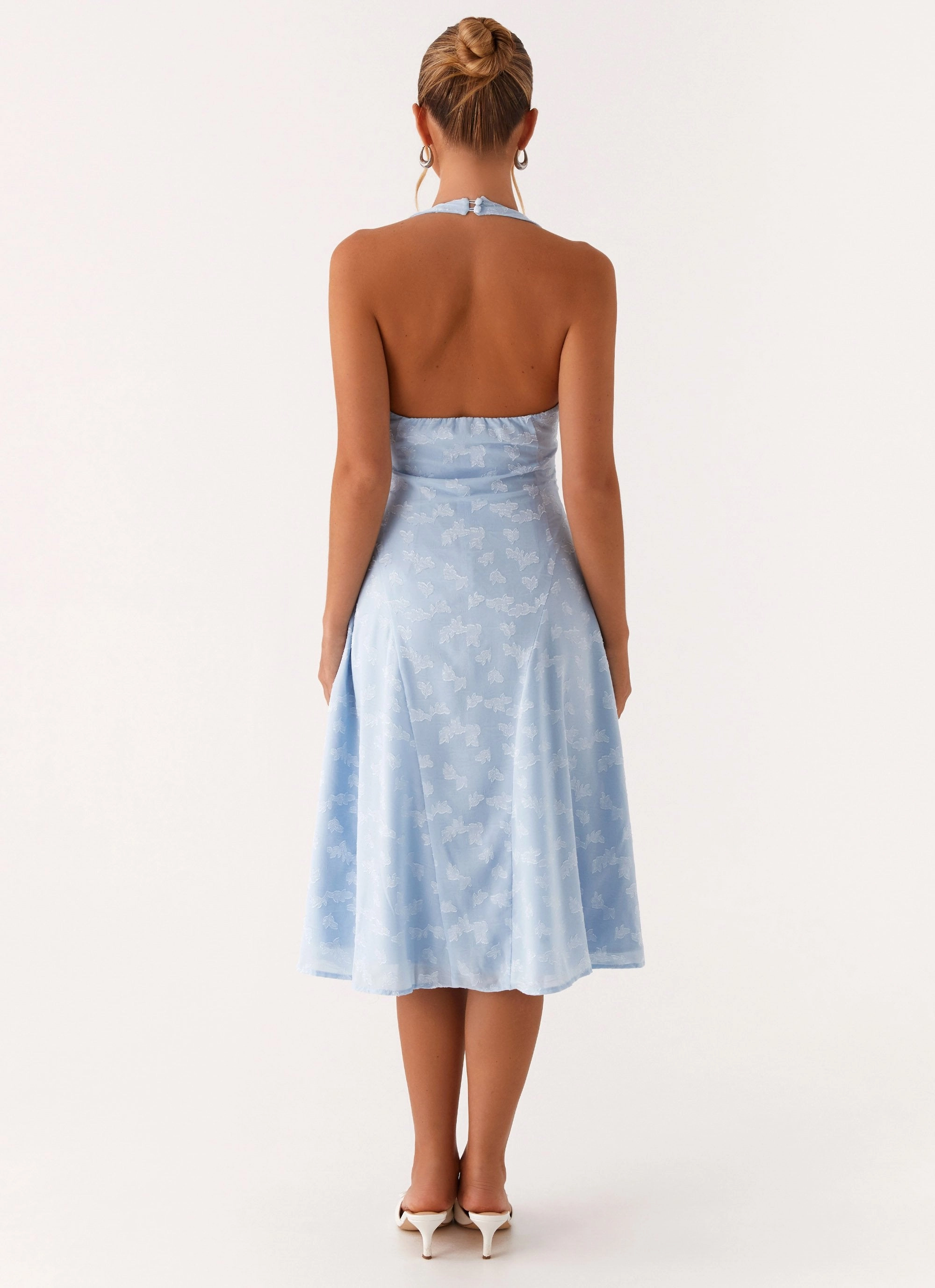 Sashi Halterneck Midi Dress - Pale Blue perfect for events