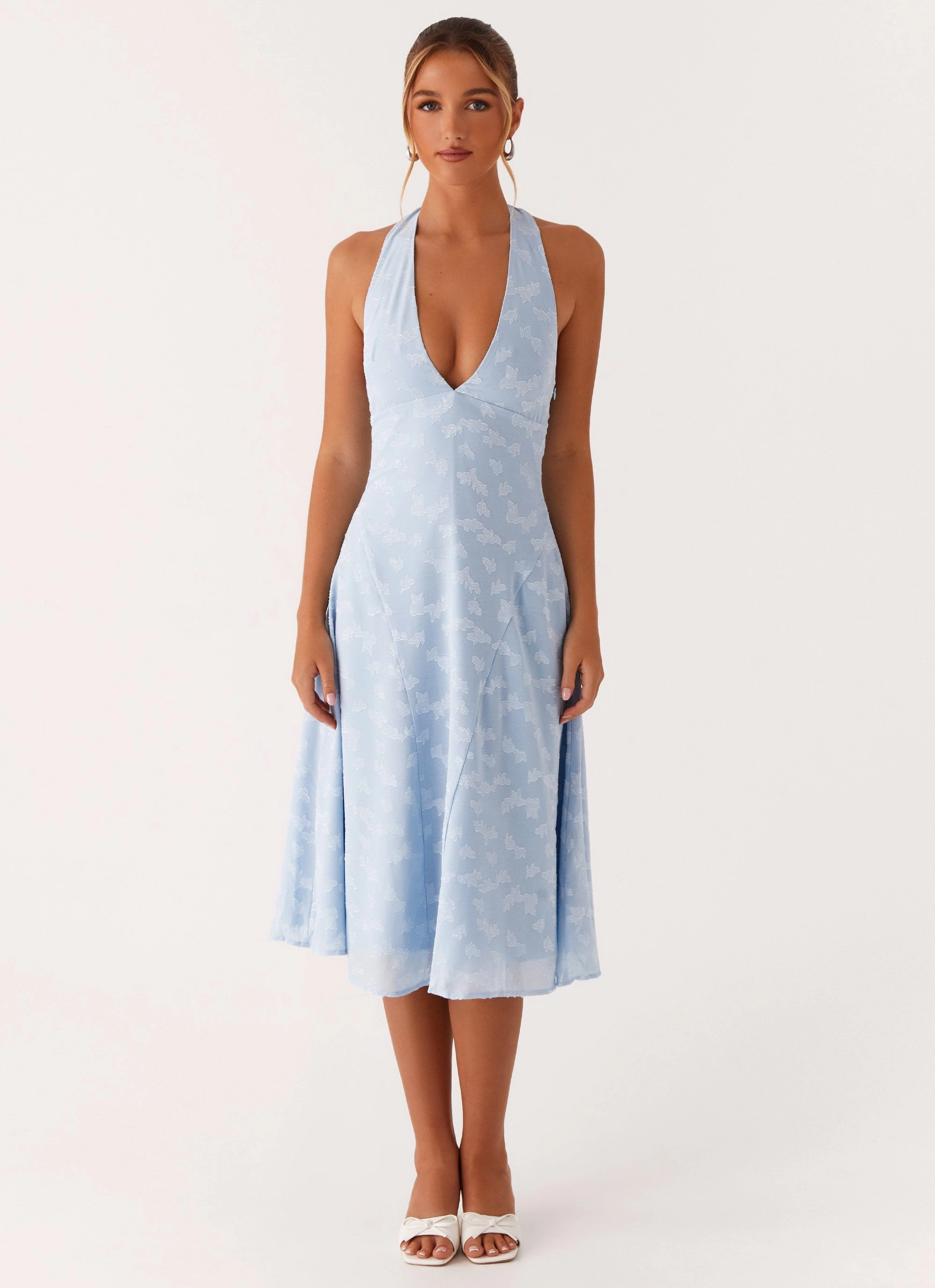 Sashi Halterneck Midi Dress - Pale Blue Boho Mood