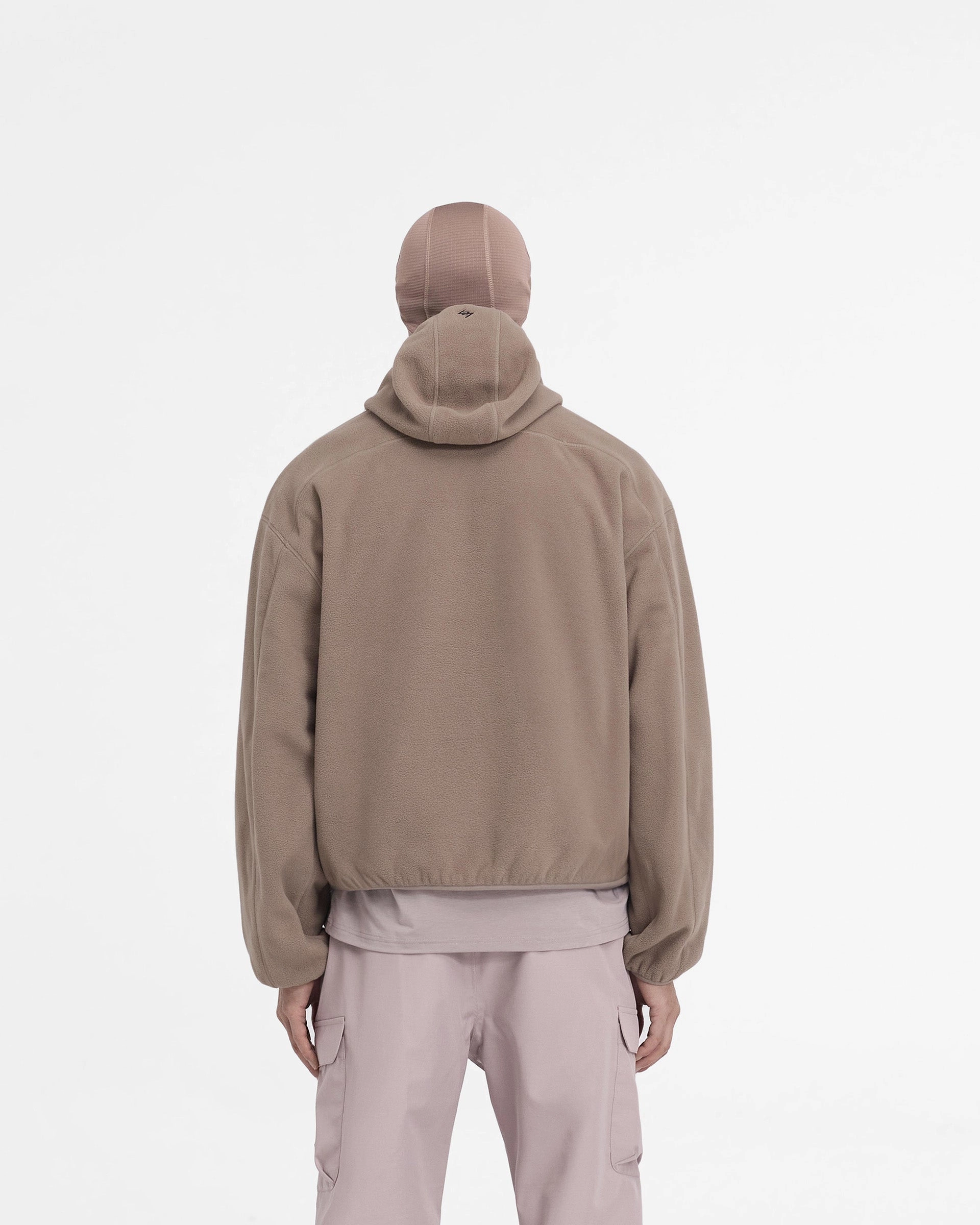 247 Fleece Hoodie - Umber Tonal Logo Embroidery Slim Fit Contour