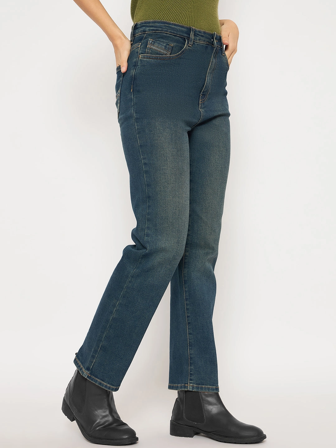 Staple Piece Teen Outfit Outdoor Adventure Sunny Vibes Madame Cotton Blend Stone Wash Straight Fit Tinted Blue Denim Jeans