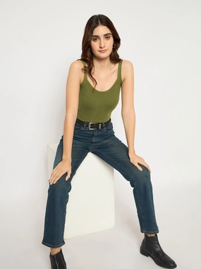 City Walk Weekend Warrior Staple Piece Madame Cotton Blend Stone Wash Straight Fit Tinted Blue Denim Jeans