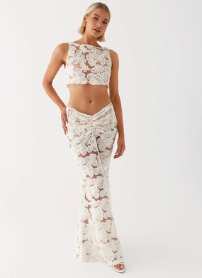 Layered Hem Light Moodboard Fiorella Floret Maxi Skirt - Ivory