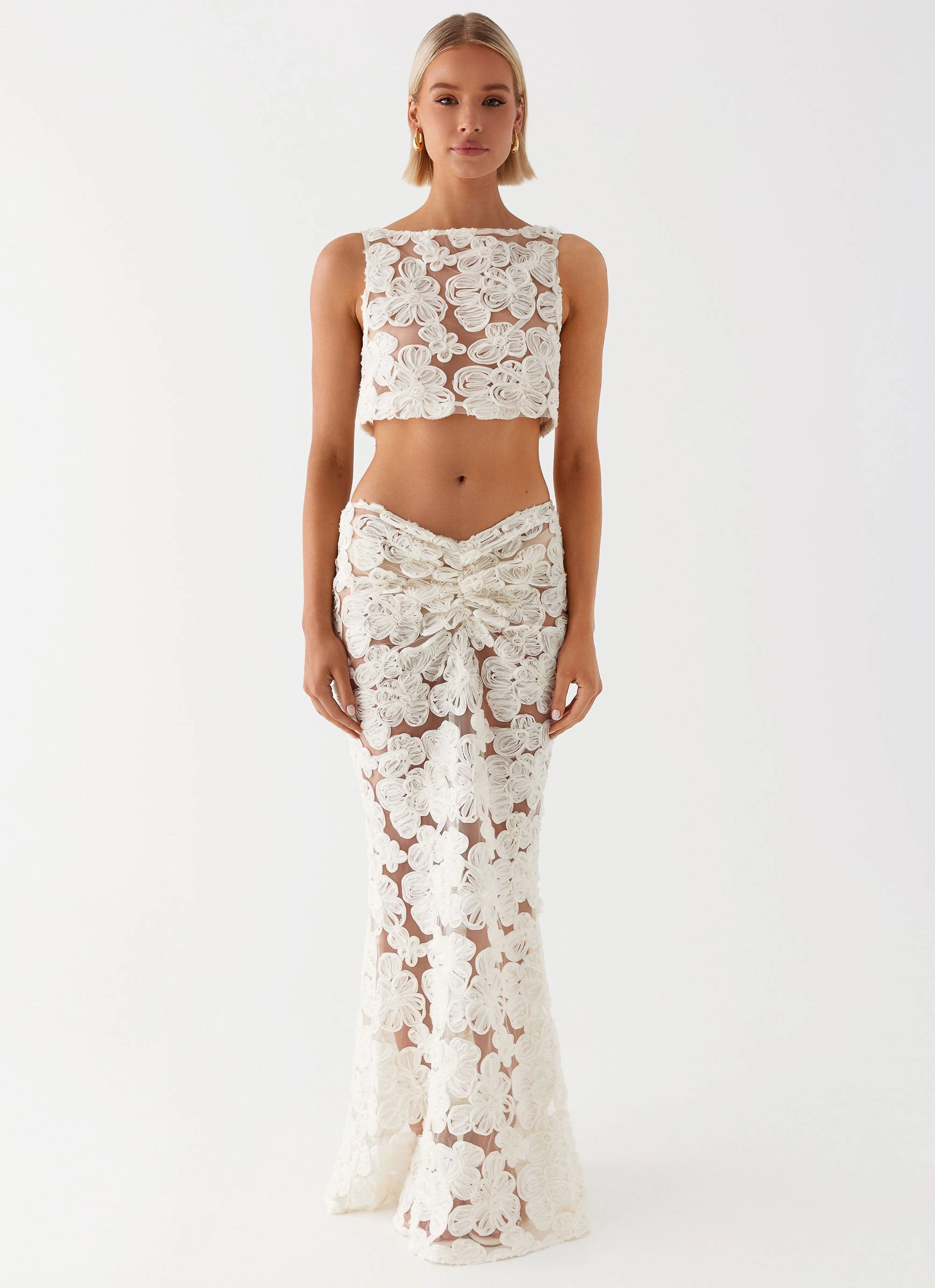 Fiorella Floret Maxi Skirt - Ivory Summer Outfit UV Protection