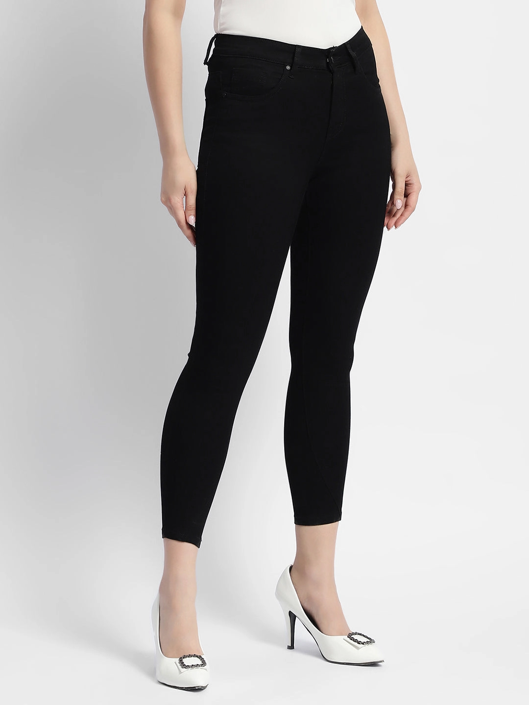 Madame Black Mid Rise Skinny Fit Denim Jeans Modern Couple Look Reliable Outfit